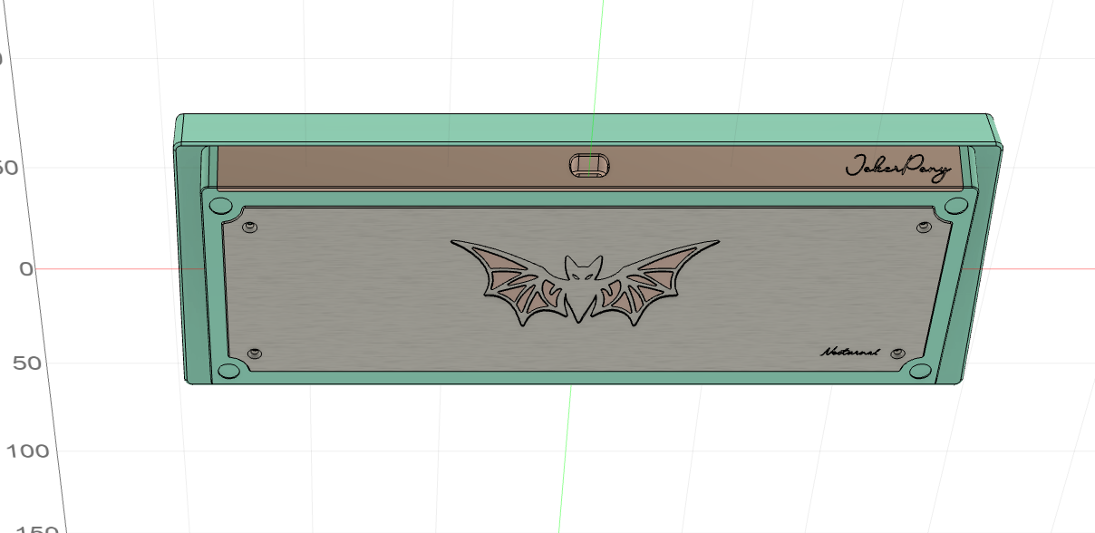 Nocturnal 60% custom keyboard tribute to Unikorn boat-shell inner case with bat emblem on stainless weight
