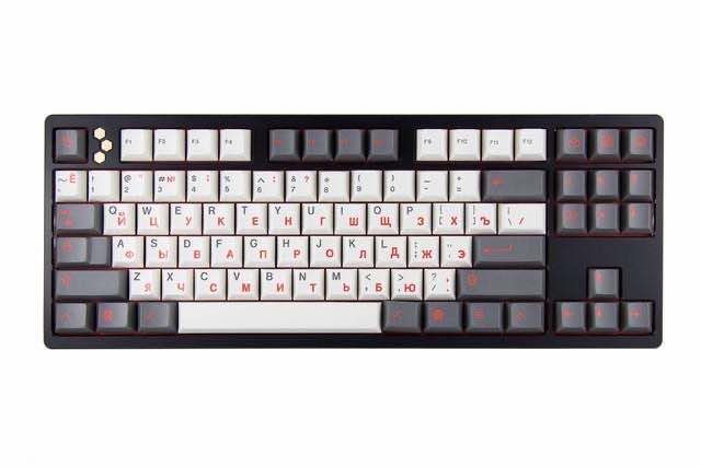 GMK Red Honey Cyrillic 灰白红俄文 键帽图片